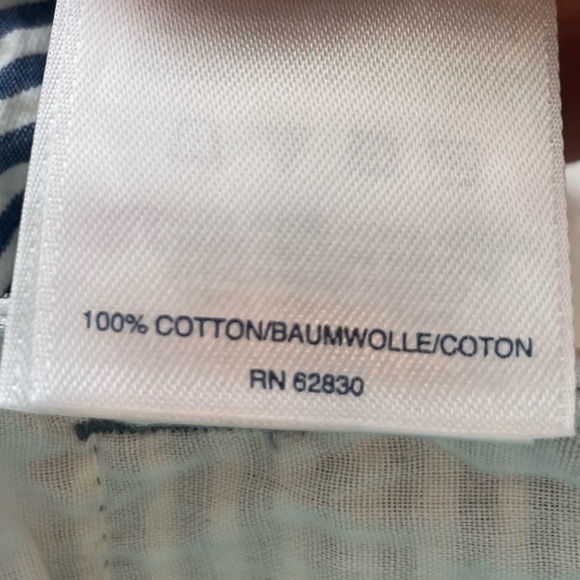 𝅺LANDS’ End 18H Boys Husky Seersucker stripe Bermuda shorts Navy blue white - Picture 5 of 7